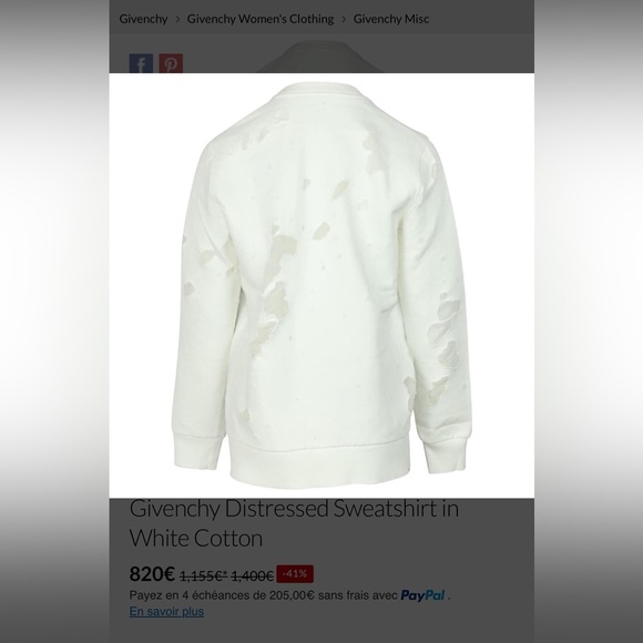 Givenchy Distressed White Sweatshirt - Picture 5 of 6